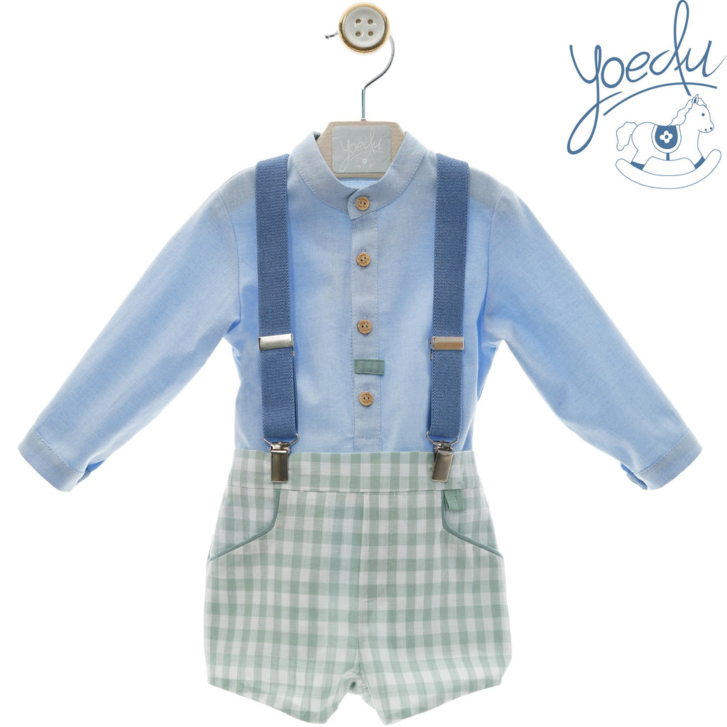conj bb manga larga vichy verde tirantes