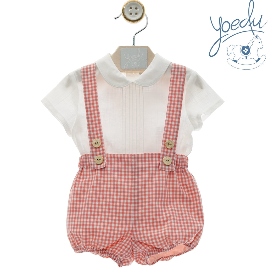 CONJUNTO VICHY CORAL BEBE