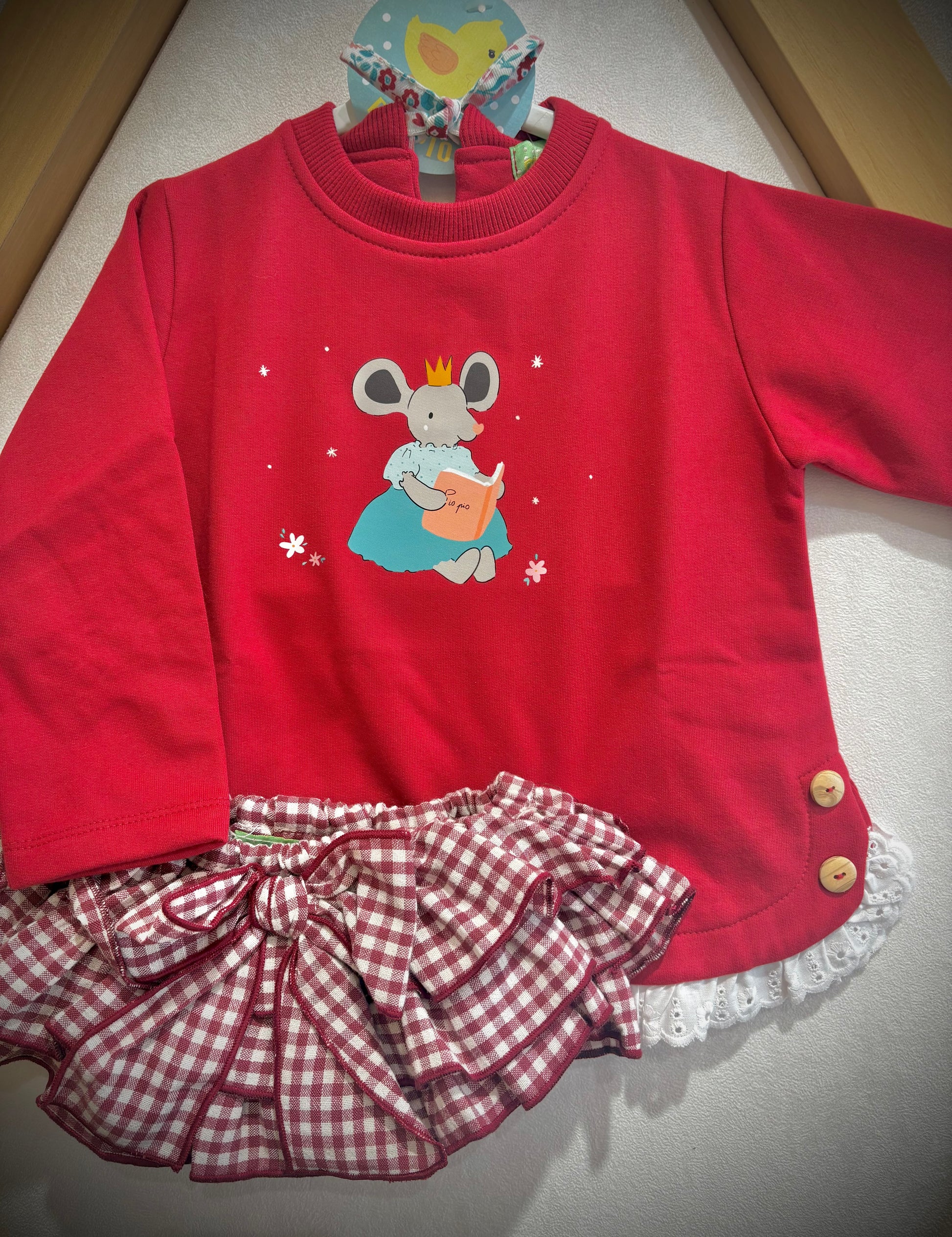 CONJUNTO DOS PIEZAS VICHY GUINDA