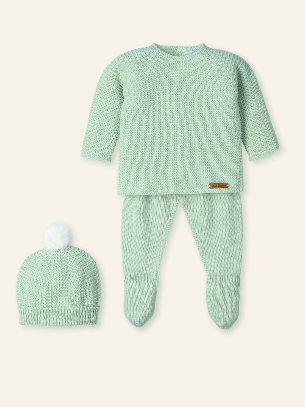 conjunto punto sin costuras natural, rosa o verde