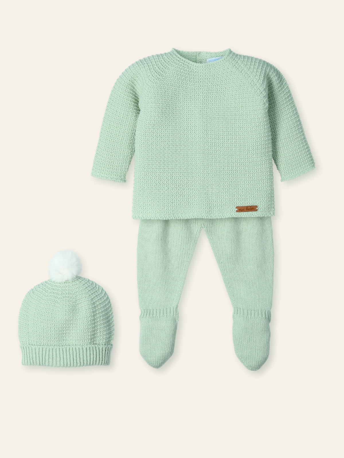 conjunto punto sin costuras natural, rosa o verde