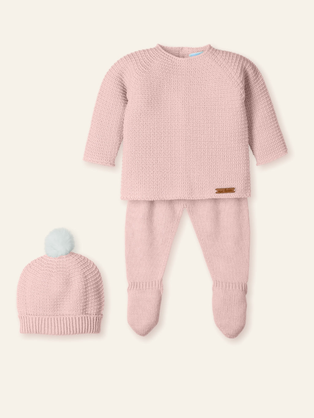 conjunto punto sin costuras natural, rosa o verde