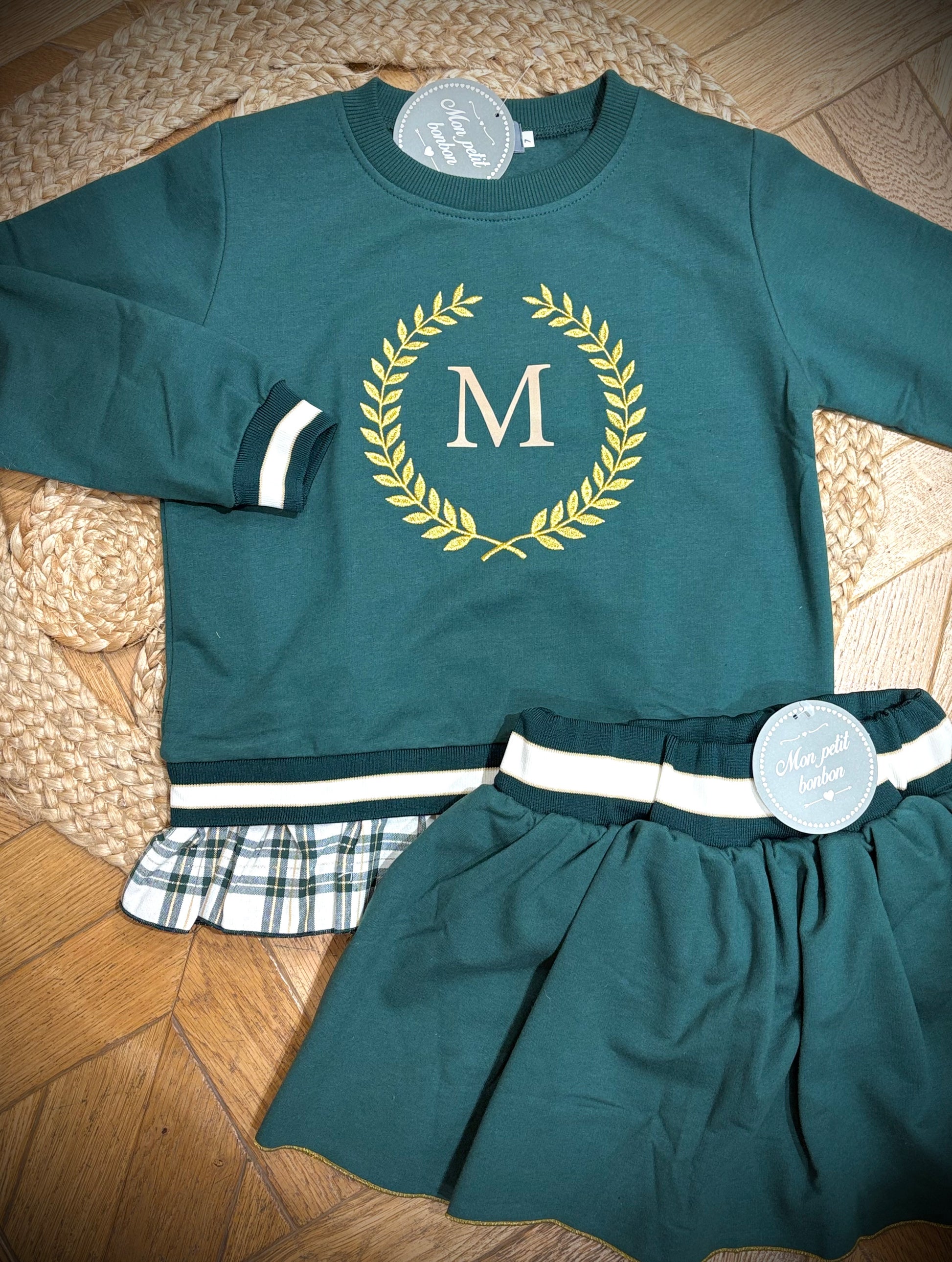 Conjunto felpa verde lurex