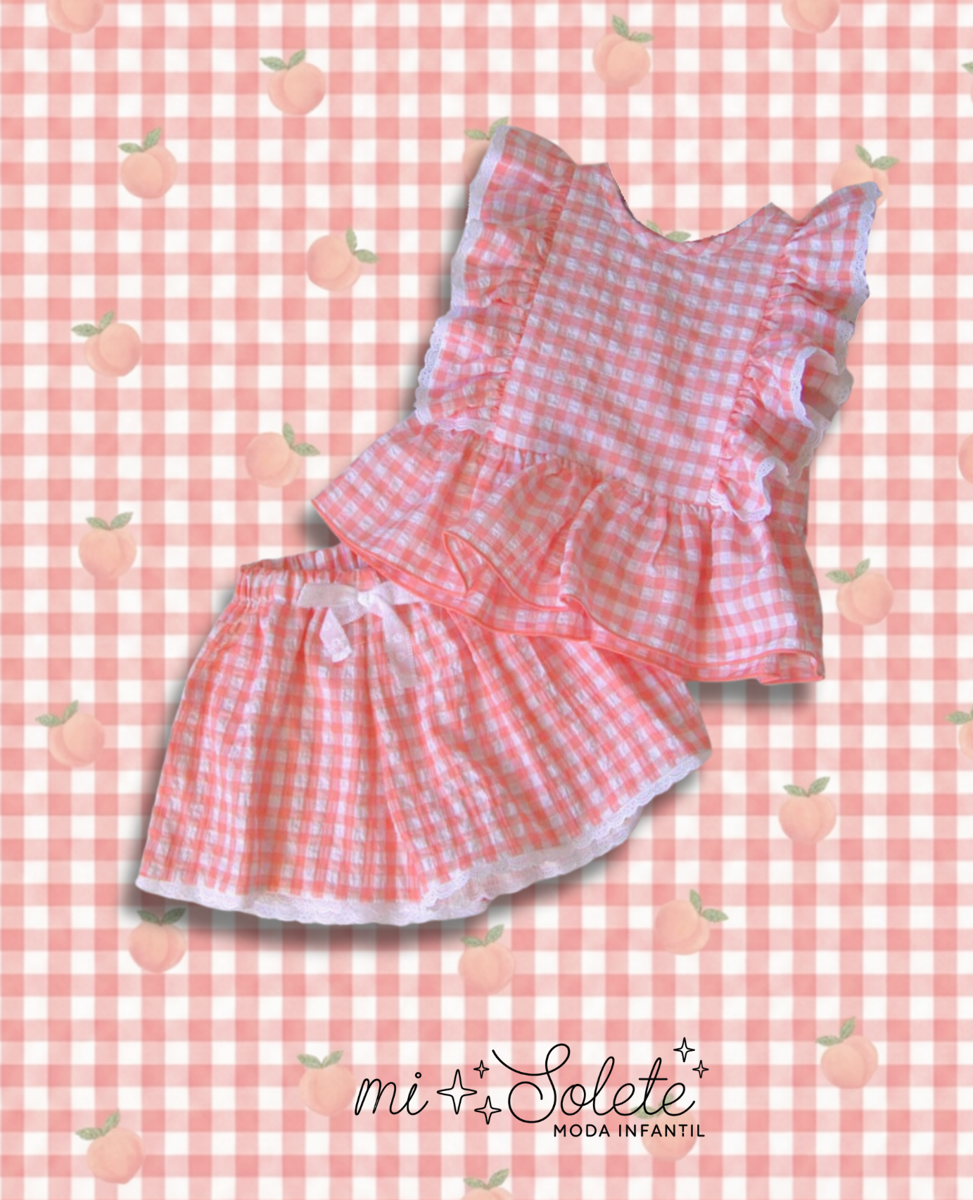 Conjunto vichy coral