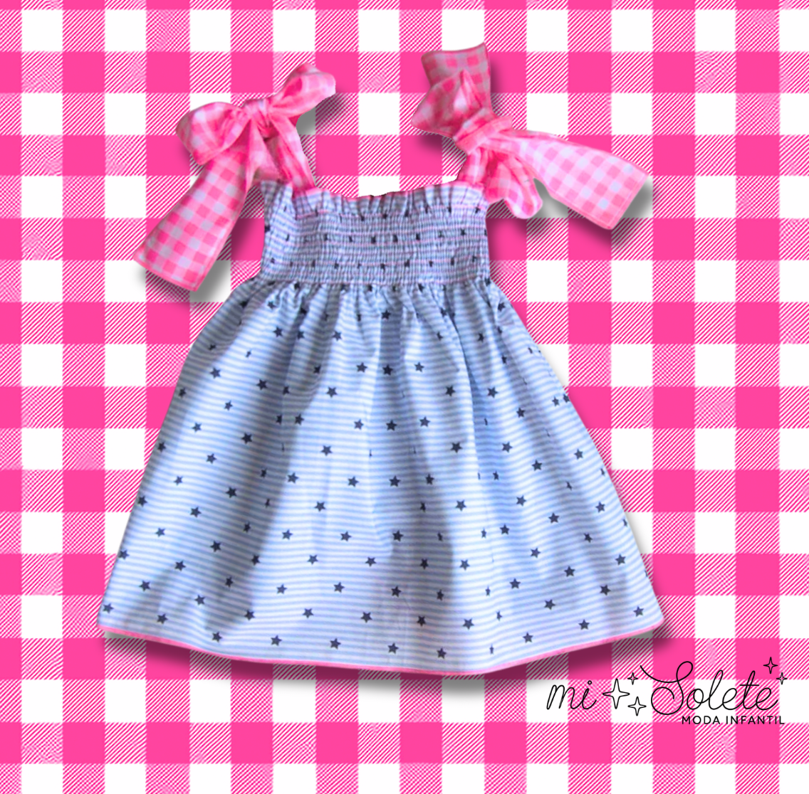 Vestido engomado flúor y estrellas