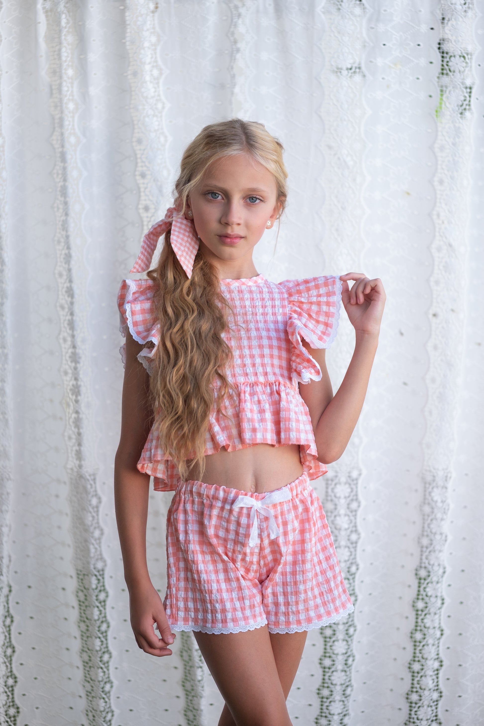 Conjunto vichy coral