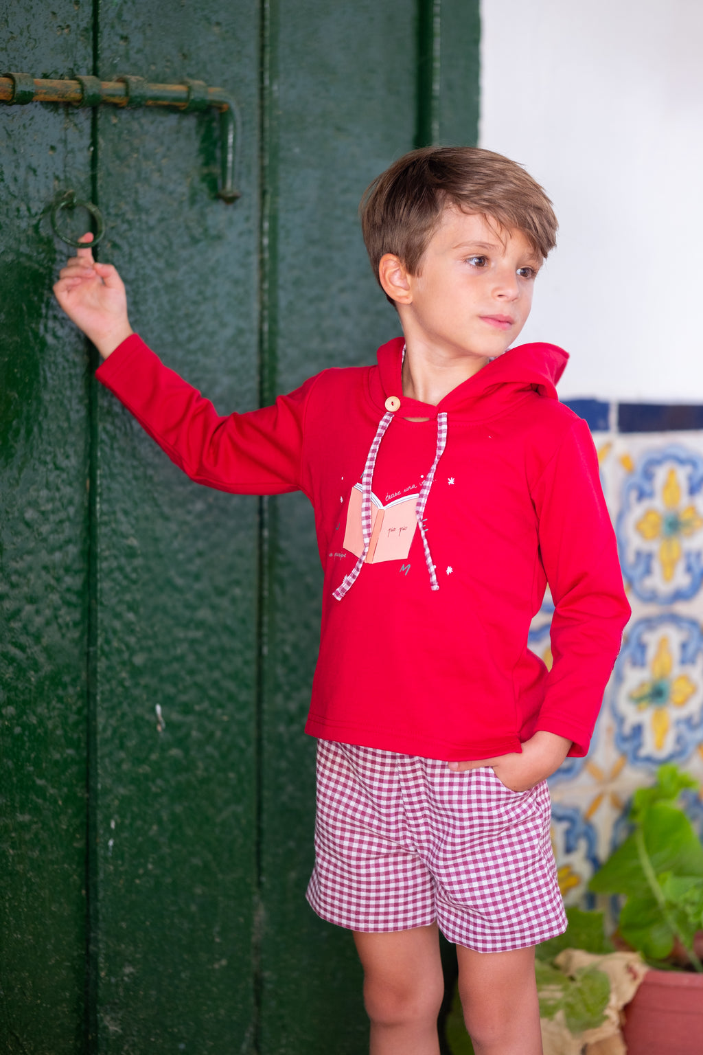 Conjunto dos piezas guinda niño