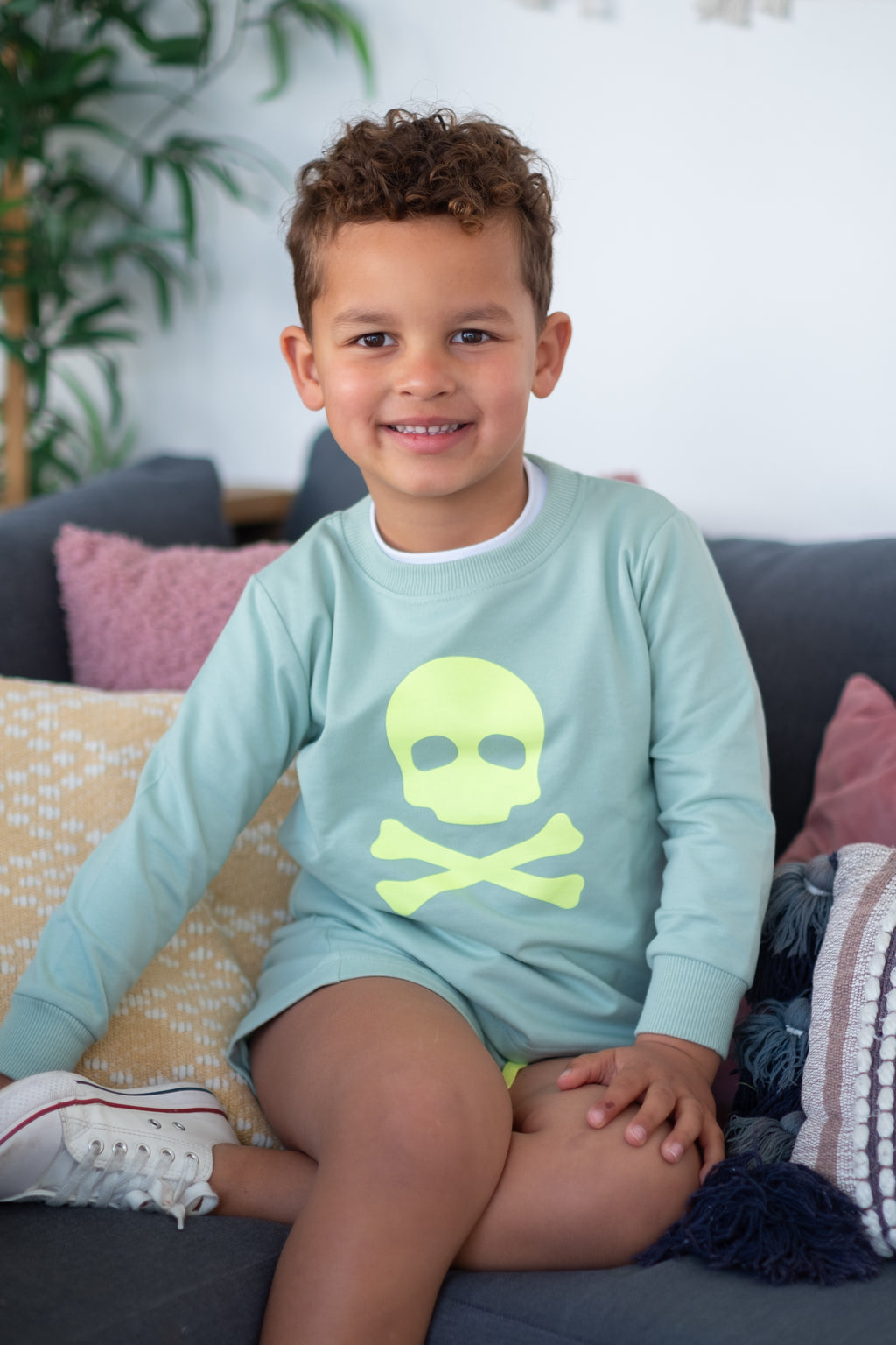 SUDADERA VERDE AGUA CALAVERA FLUOR