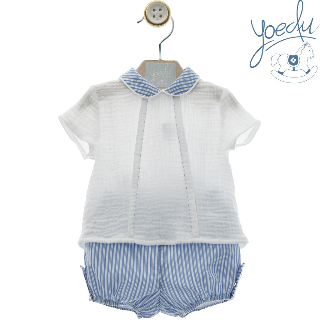 CONJUNTO RANITA RAYAS AZUL