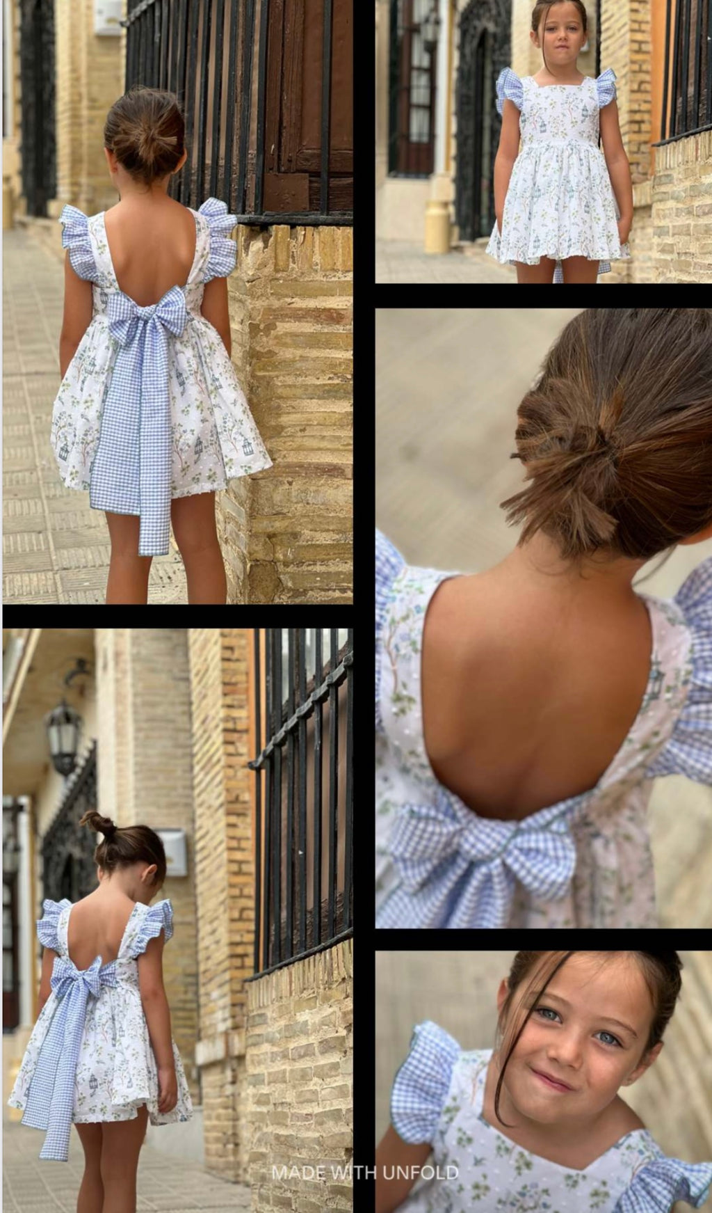 VESTIDO PLUMETI Y VICHY AZUL