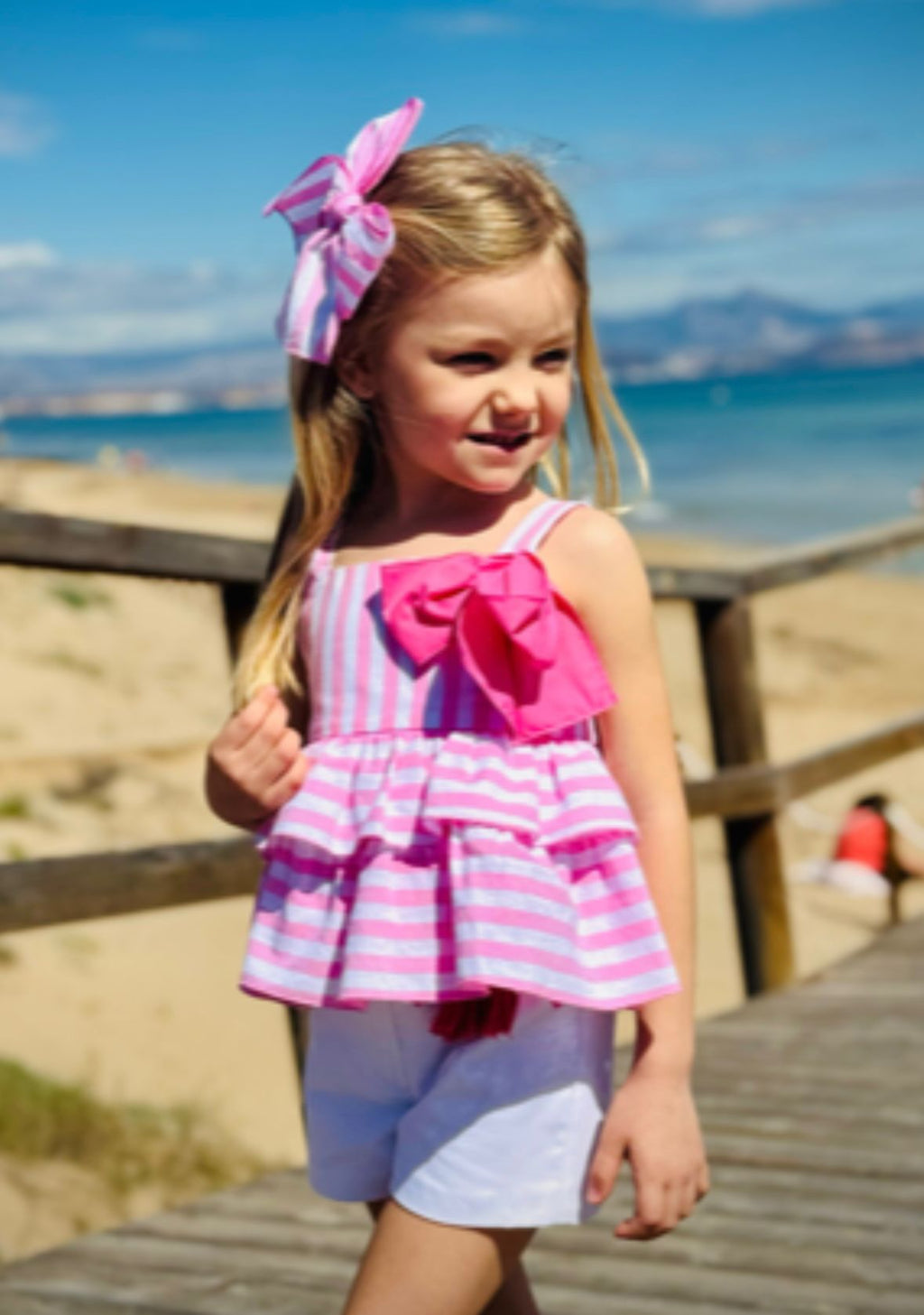 conjunto Niña short y top rayas