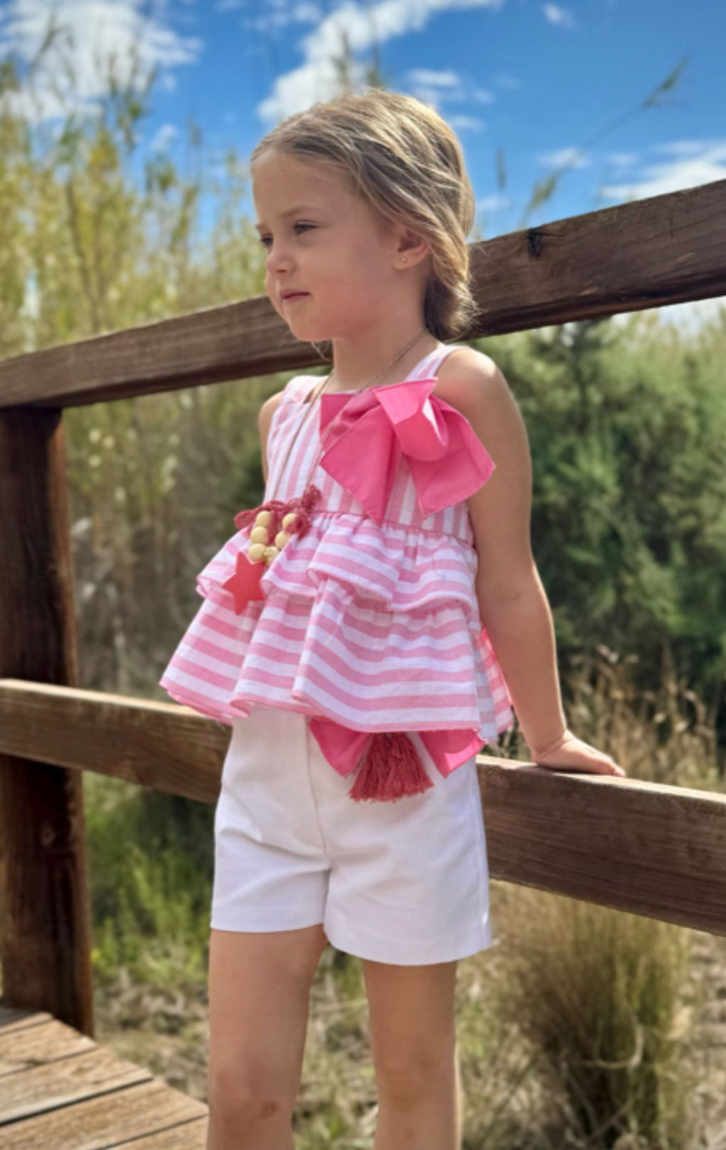 conjunto Niña short y top rayas