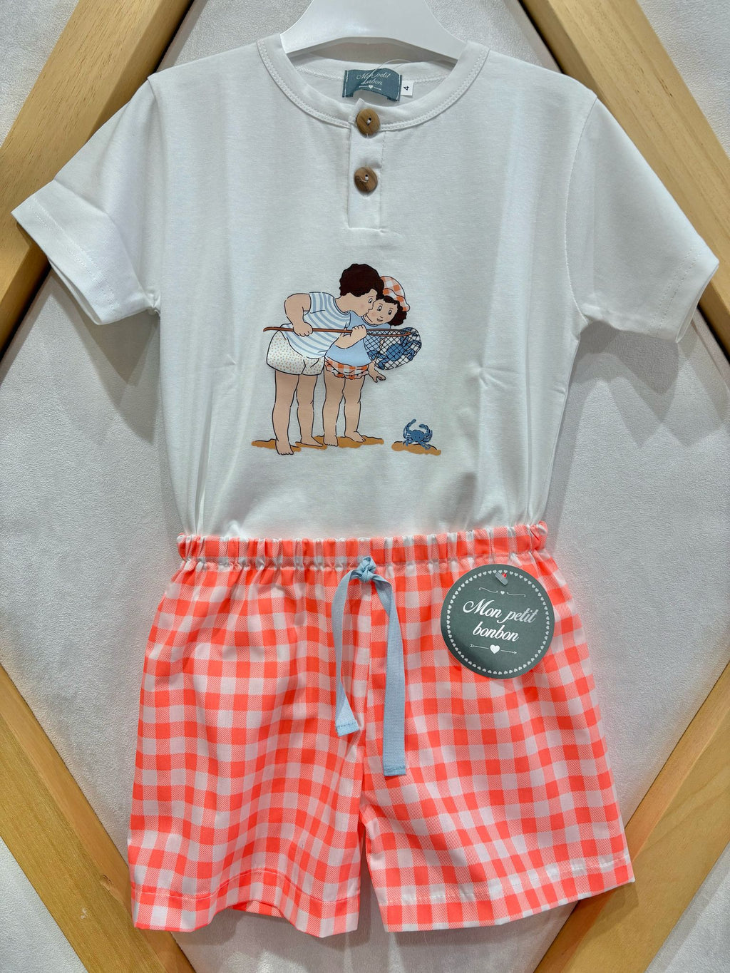 BERMUDA VICHY NARANJA NIÑO