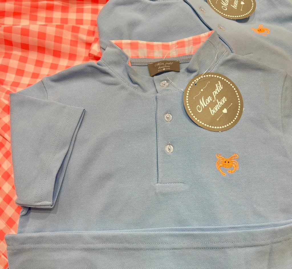 POLO AZUL Y FLUOR CANGREJO