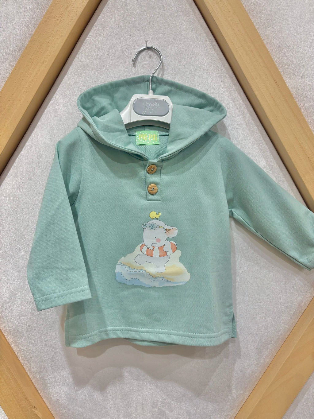 SUDADERA NIÑO MINT ELEFANTE PLAYA