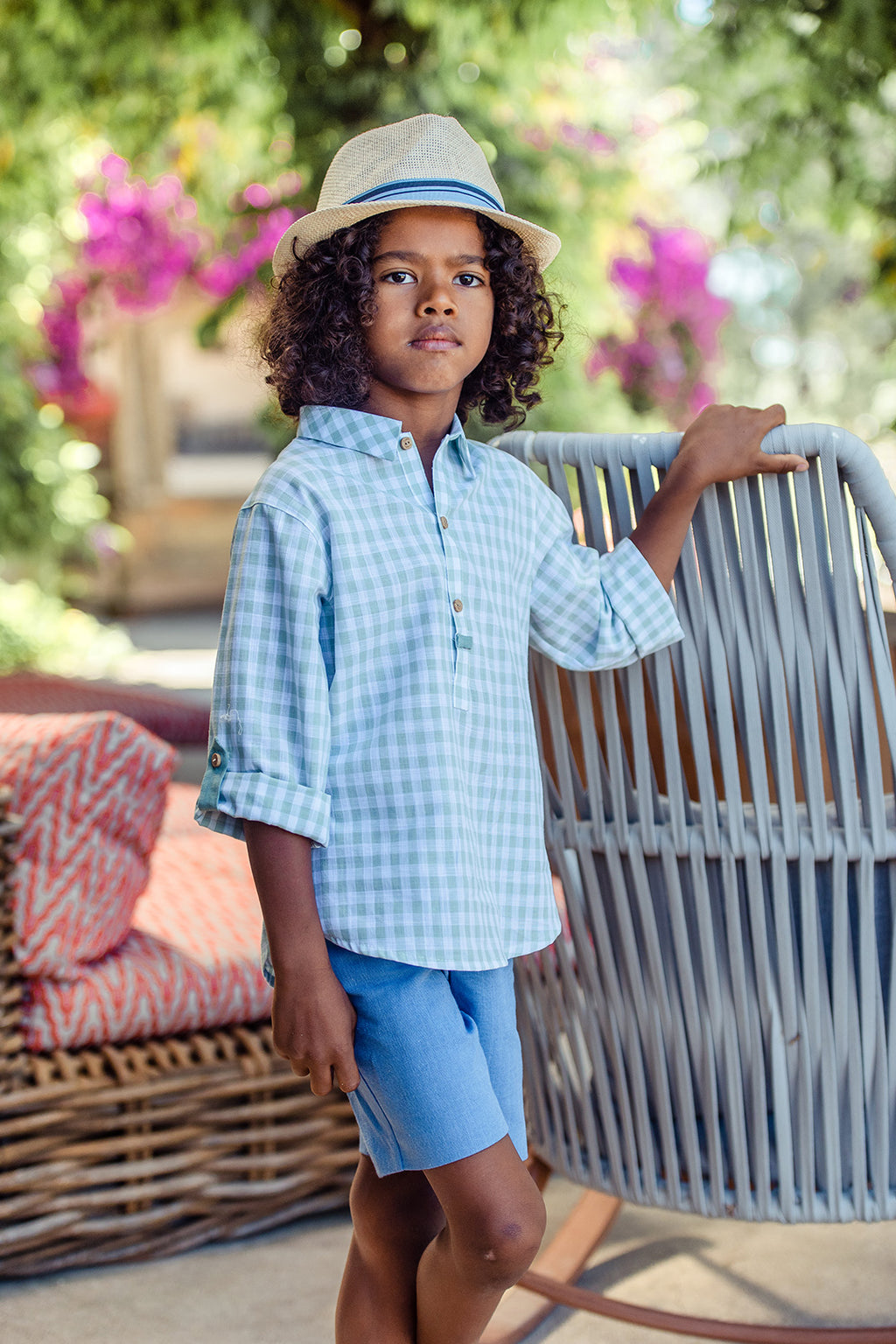traje infantil camisa vichy verde